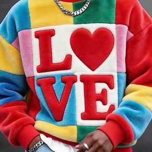 NWT Colorful LOVE Patchwork Sweatshirt
